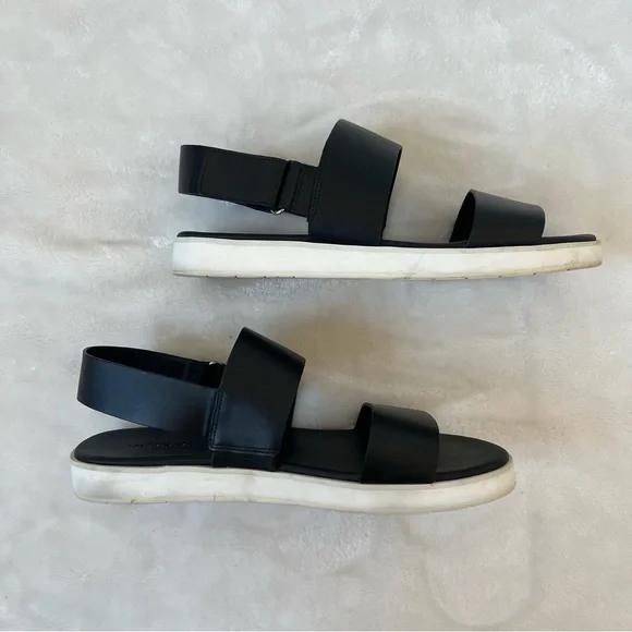 VINCE black strappy platform sandal 38.5 white sole neutral staple comfortable - Picture 5 of 6